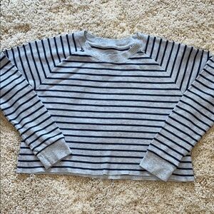 GAP Light Blue and Navy Waffle Striped Long Sleeve